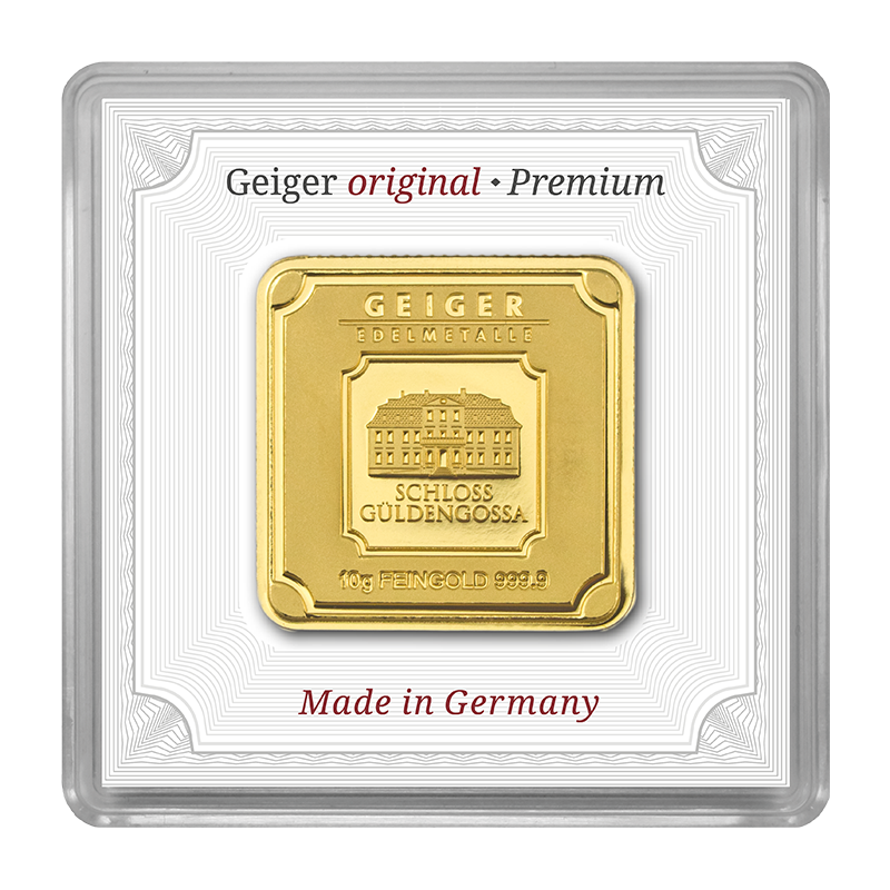 10 g .9999 quadratisch - Goldbarren Geiger original