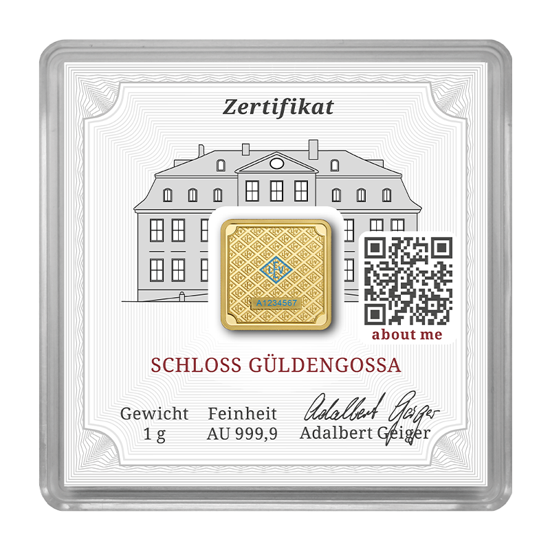 1 g .9999 quadratisch - Goldbarren Geiger original