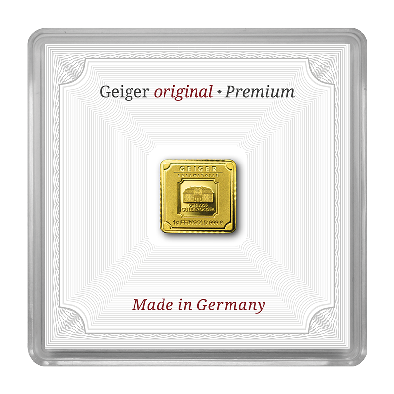 1 g .9999 quadratisch - Goldbarren Geiger original