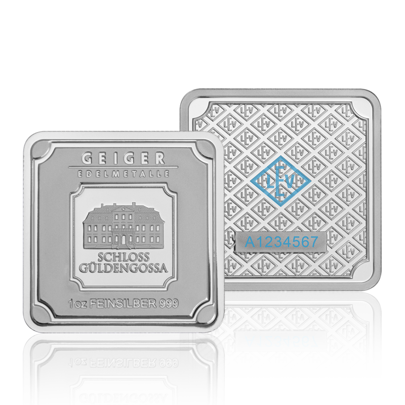 30 x 1 oz .999 quadratisch in Tube - Silberbarren Geiger original