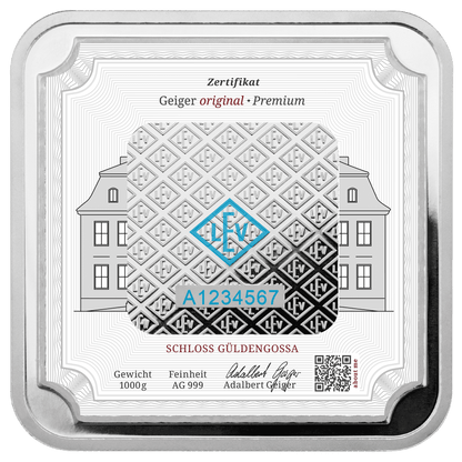 1 kg .999 quadratisch verschweißt - Silberbarren Geiger original