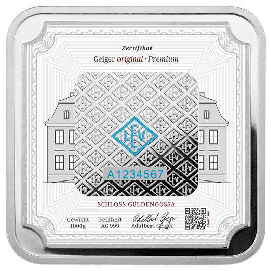 1 kg .999 quadratisch verschweißt - Silberbarren Geiger original