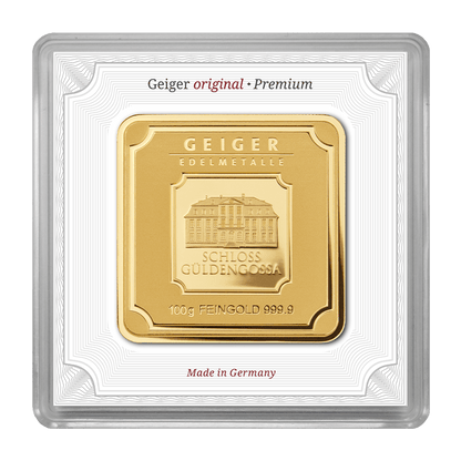 100 g .9999 quadratisch - Goldbarren Geiger original