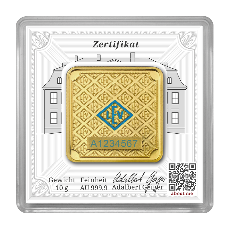 10 g .9999 quadratisch - Goldbarren Geiger original