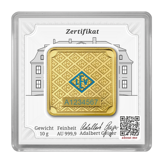 10 g .9999 quadratisch - Goldbarren Geiger original