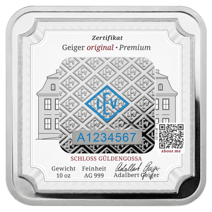 10 oz .999 quadratisch verschweißt - Silberbarren Geiger original