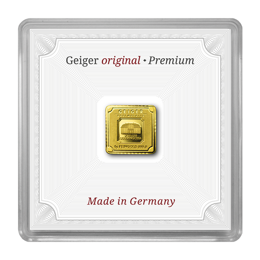 1 g .9999 quadratisch - Goldbarren Geiger original