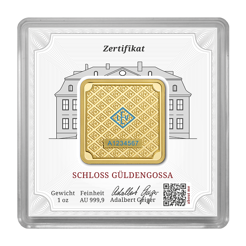 1 oz .9999 quadratisch - Goldbarren Geiger original