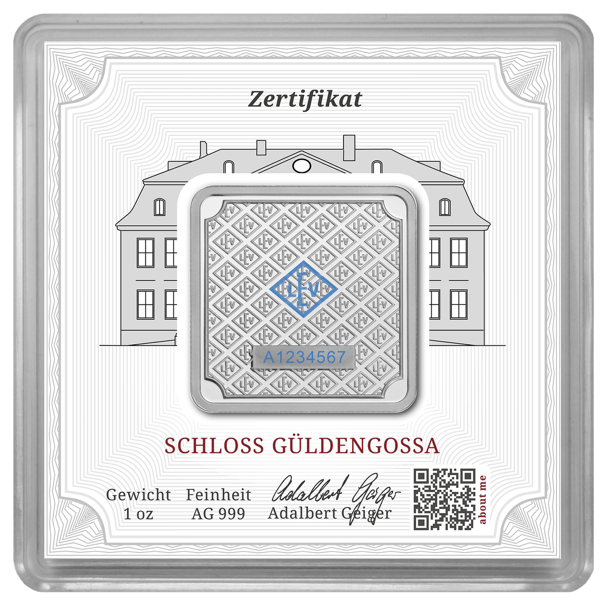 1 oz .999 quadratisch in Kapsel - Silberbarren Geiger original