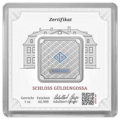 1 oz .999 quadratisch in Kapsel - Silberbarren Geiger original