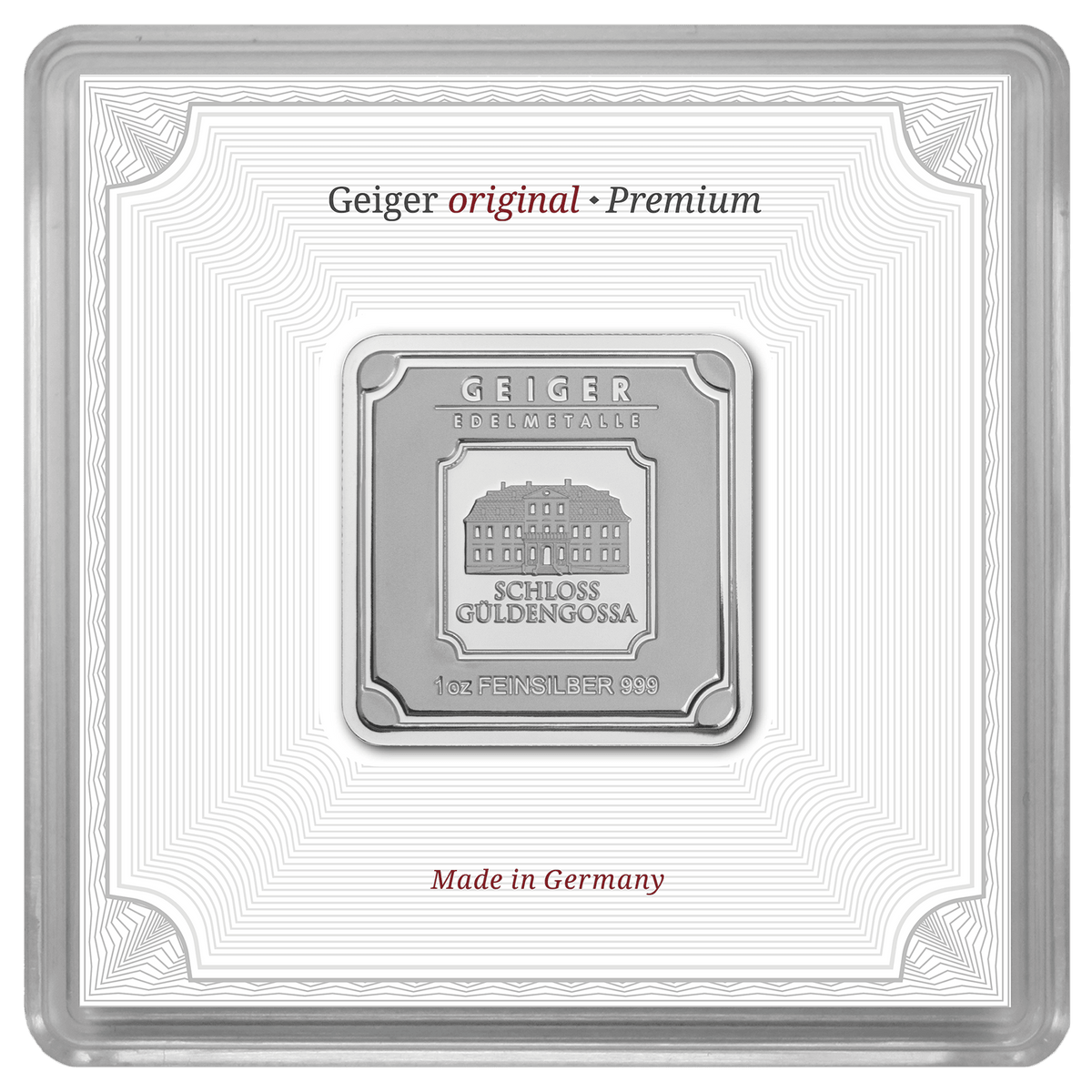 1 oz .999 quadratisch in Kapsel - Silberbarren Geiger original