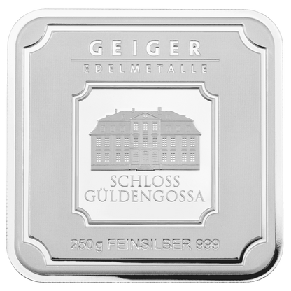 250 g .999 quadratisch verschweißt - Silberbarren Geiger original