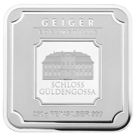 250 g .999 quadratisch verschweißt - Silberbarren Geiger original