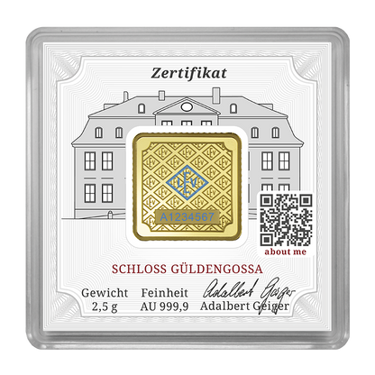 2,5 g .9999 quadratisch - Goldbarren Geiger original