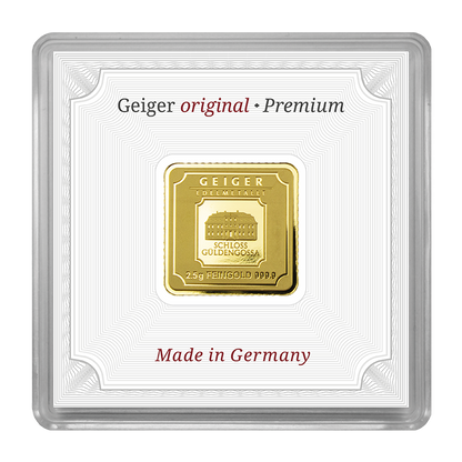 2,5 g .9999 quadratisch - Goldbarren Geiger original