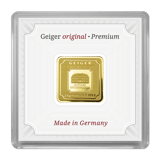 2,5 g .9999 quadratisch - Goldbarren Geiger original