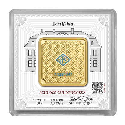 50 g .9999 quadratisch - Goldbarren Geiger original