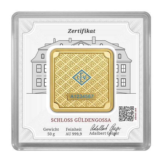 50 g .9999 quadratisch - Goldbarren Geiger original