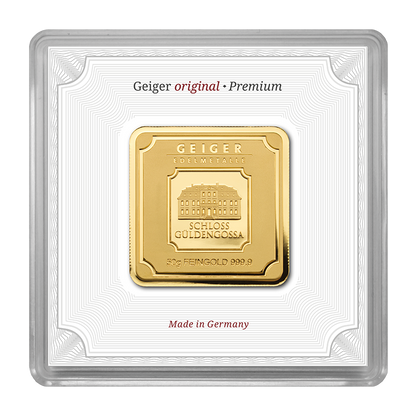 50 g .9999 quadratisch - Goldbarren Geiger original