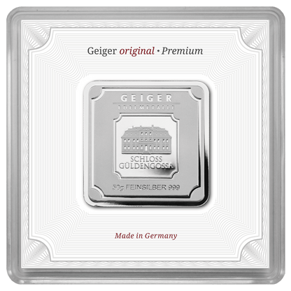 50 g .999 quadratisch in Kapsel - Silberbarren Geiger original