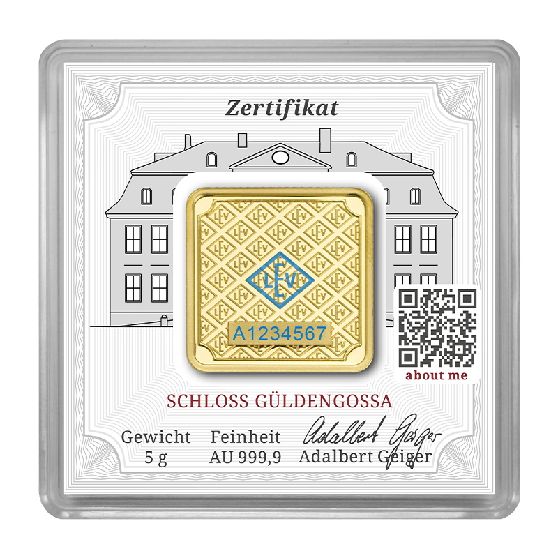 5 g .9999 quadratisch - Goldbarren Geiger original