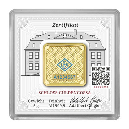 5 g .9999 quadratisch - Goldbarren Geiger original