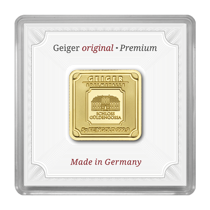 5 g .9999 quadratisch - Goldbarren Geiger original
