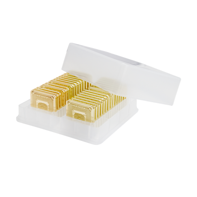 30 x 5 g .9999 quadratisch in Tube - Goldbarren Geiger original