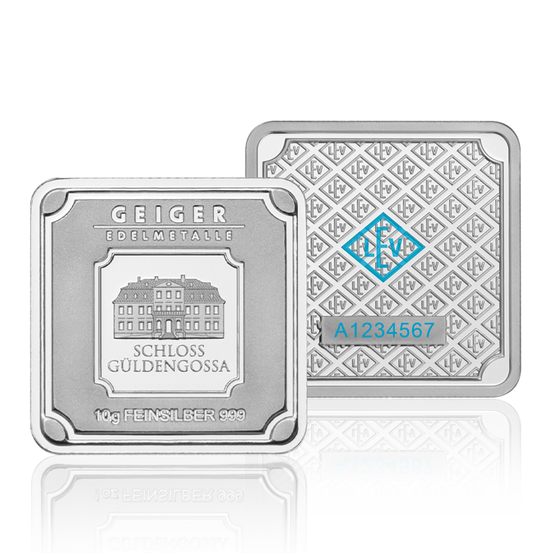 30 x 10 g .999 quadratisch in Tube - Silberbarren Geiger original