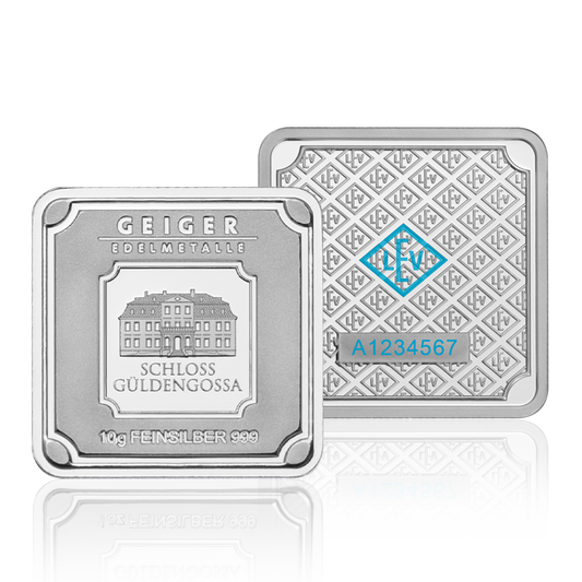 30 x 10 g .999 quadratisch in Tube - Silberbarren Geiger original