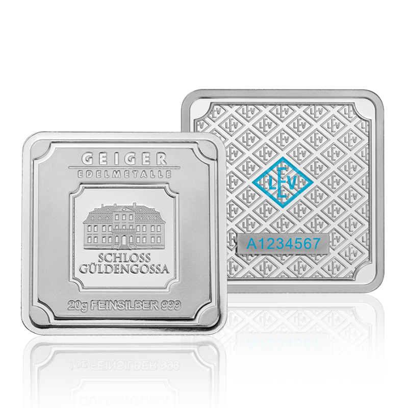 30 x 20 g .999 quadratisch in Tube - Silberbarren Geiger original