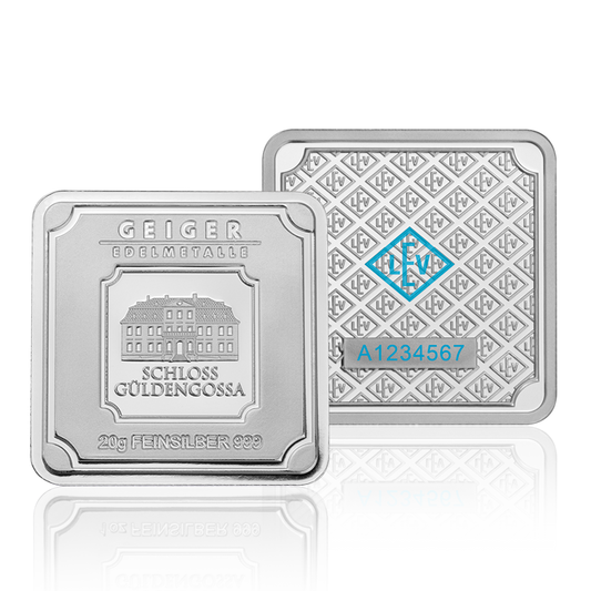 30 x 20 g .999 quadratisch in Tube - Silberbarren Geiger original