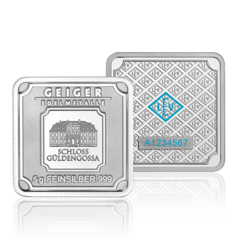 30 x 5 g .999 quadratisch in Tube - Silberbarren Geiger original