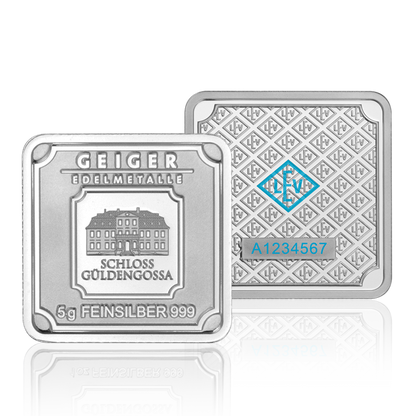 30 x 5 g .999 quadratisch in Tube - Silberbarren Geiger original